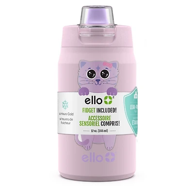 Ello Milo12oz Pink Powder coat with Unicorn Fidget Charm