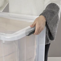 Sterilite Boîte de Rangement avec Couvercle à Charnière 75L Gris Plat