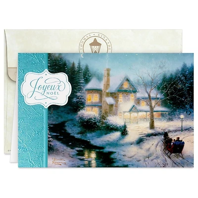 Boîte de cartes en français de Noël, Connections from Hallmark, balade en traîneau, Thomas Kinkade, paquet de 20 cartes