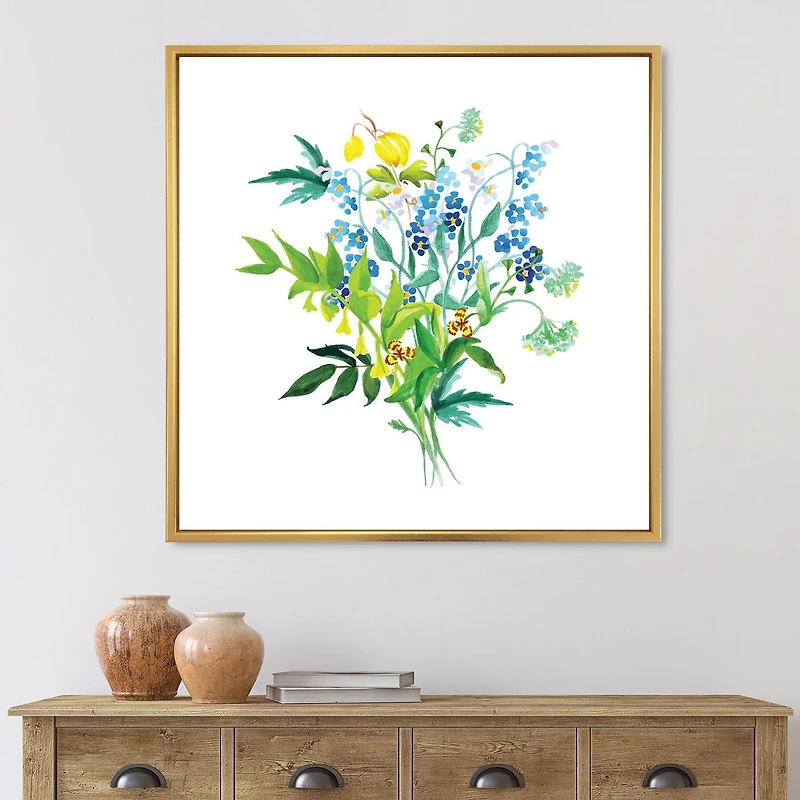 Designart Guirlande de fleurs des prés ART MURAL À CADRE FLOTTÉ