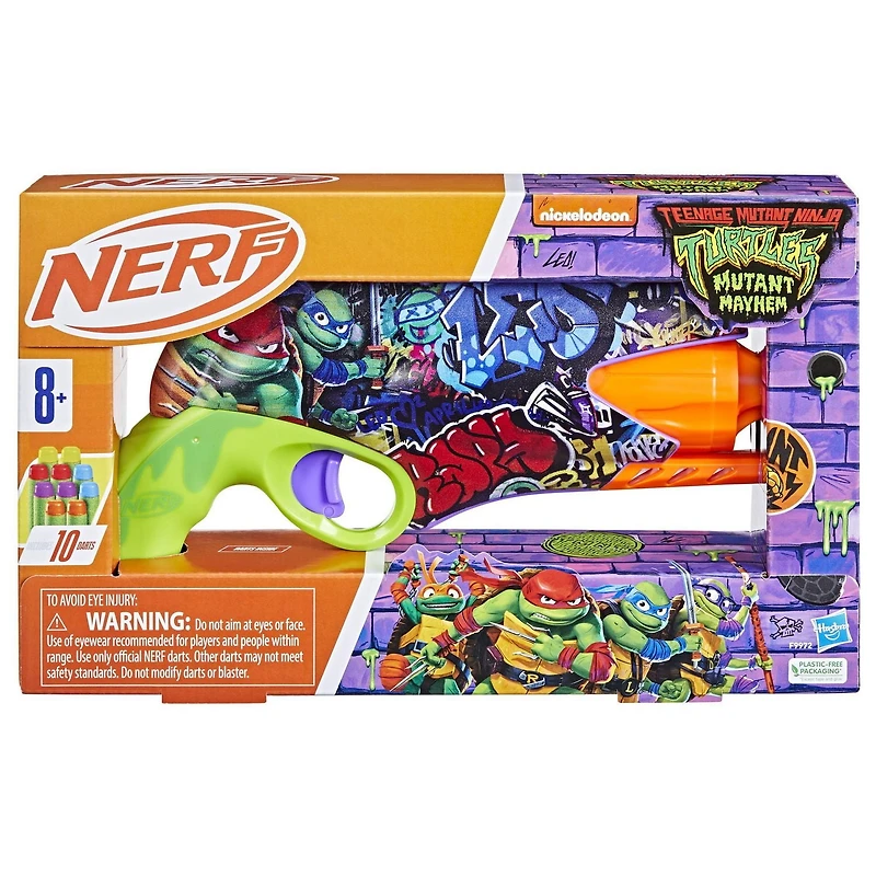 Nerf Teenage Mutant Ninja Turtles Blaster, 10 Nerf Elite Darts, Ages 8 and up