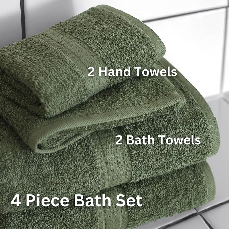 Mainstays 4pk Bundle Set - 2 Hand Towels, 2 Bath Towels, Towel Bundle Set - Measuring 27x52'' & 16x26''