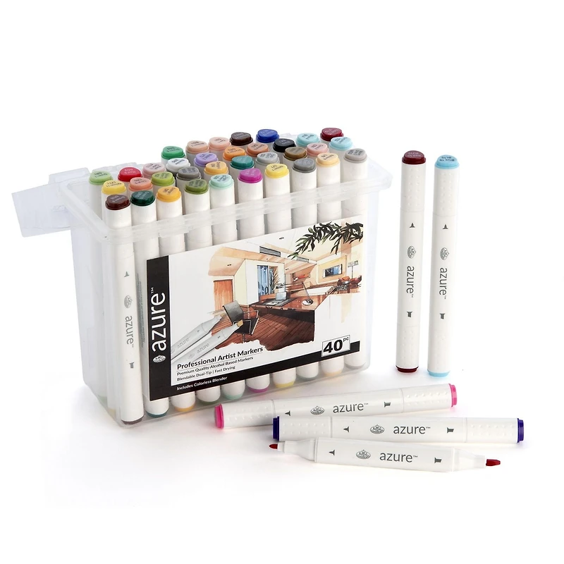 Royal & Langnickel - Azure Dual Tip Alcohol Marker Set 40pc - Basic