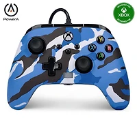 Manette câblée améliorée de PowerA pour Xbox Series X|S - Camouflage bleu