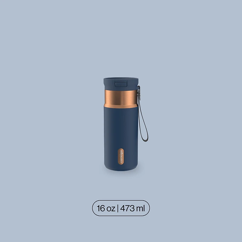 Bouteille d’eau isolée en acier inoxydable Contigo SnapSeal avec courroie de transport, 473 ml (16 oz) – antifuite, sans BPA, sans plomb, lavable au lave-vaisselle