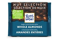 Ritter Sport Dark Chocolate with Whole Almonds, Contains Almonds and Milk, 100 G