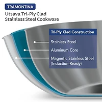 Tramontina Utsava Tri-Ply Clad Stainless Steel Covered Kadai