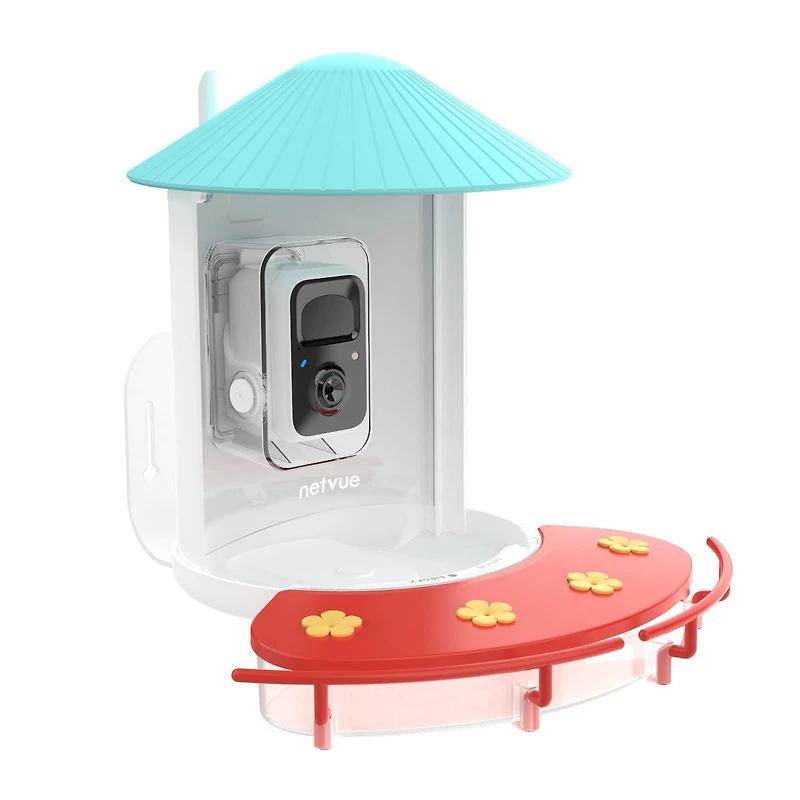 Hummingbird Feeder Extension, Birdfy Add-ons Bird Feeder with Camera, 18.3 oz Hummingbird Feeders Perch, Red