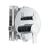 akuaplus® Chrome 3-Way diverter Pressure Balance Bath Shower Valve Set round w/ 1-Set Shower head and Spout