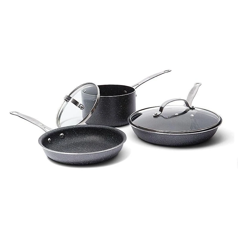 GraniteStone 5-Piece Nonstick Cookware Set, Scratch-Resistant, Granite-coated Anodized Aluminum, Dishwasher-Safe, PFOA-Free As Seen On TV