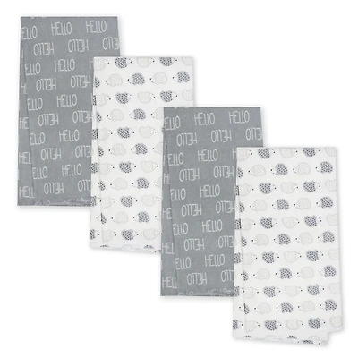 Paquet de 4 couvertures en flanelle biologique de Gerber, hérisson et Hello