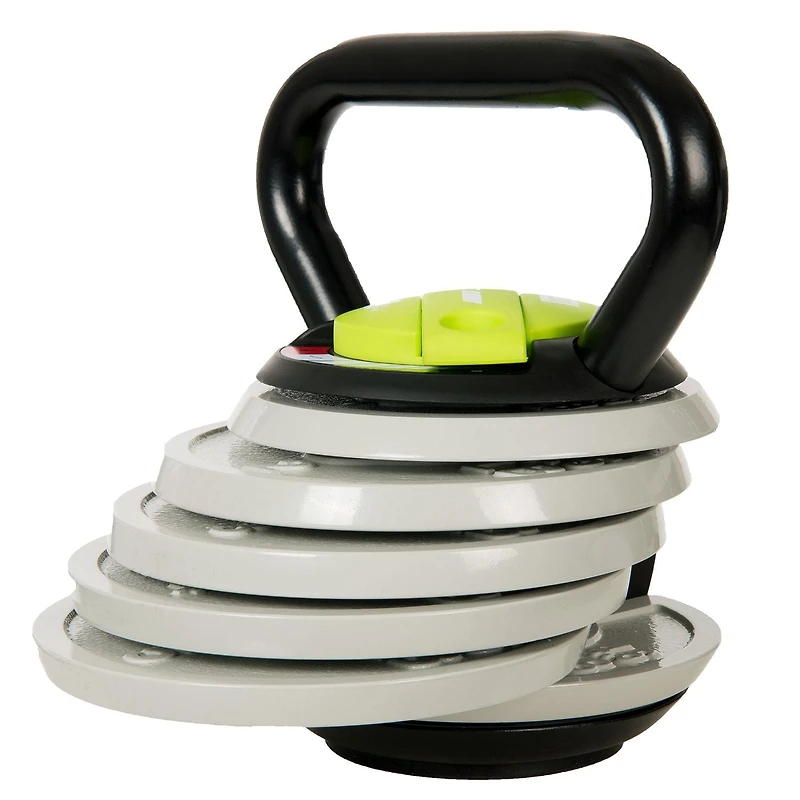 GoZone 5lb-40lb Adjustable Kettlebell – Black/Grey/Green, Space-saving design