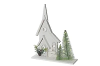 Église En Bois Blanc À Led 13,78"