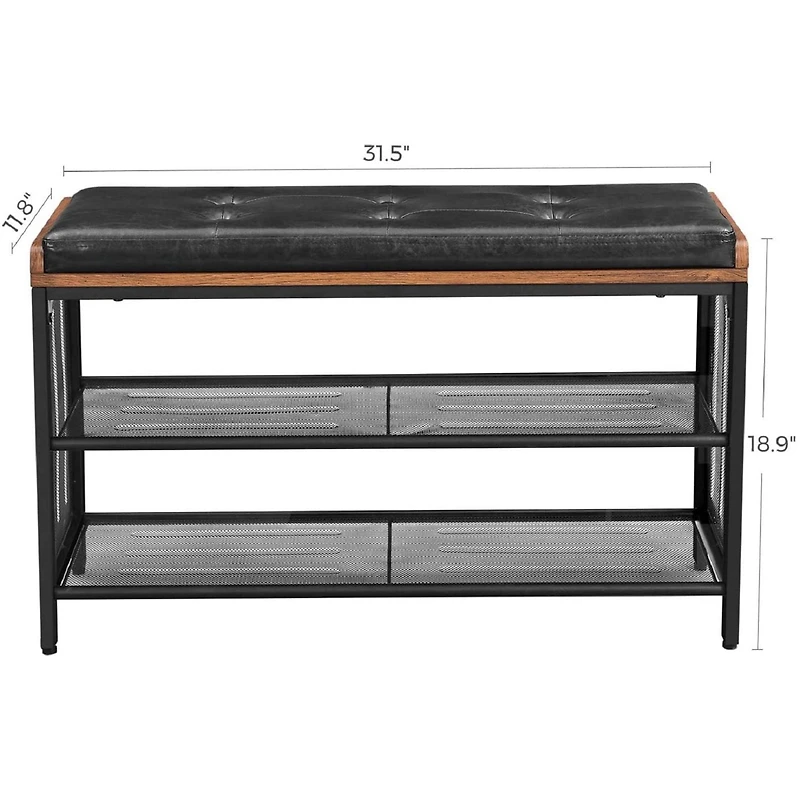 Boutique Home Shoe Rack Bench with Padded Faux Leather