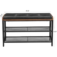 Boutique Home Shoe Rack Bench with Padded Faux Leather