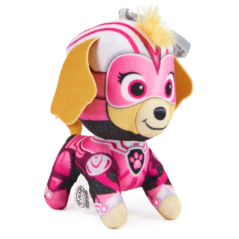 PAW Patrol : La Super Patrouille le film, Peluche Stella Super Patrouille de 10 cm, animaux en peluche miniatures avec attache pour porte-clés, jouets pour garçons et filles à partir de 3 ans