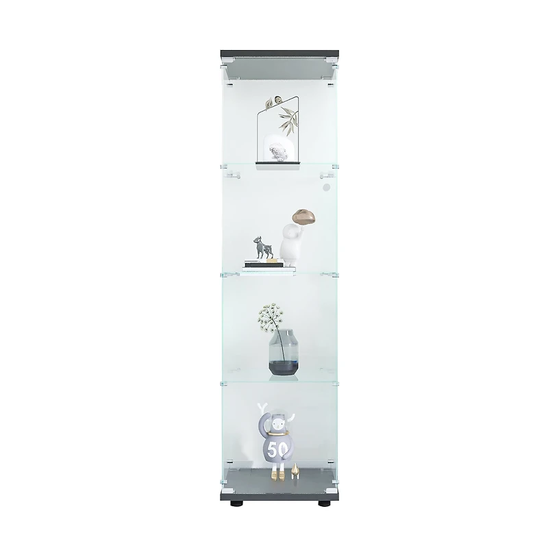 Noble House Glass Display Cabinet 4 Shelves with Door,Black