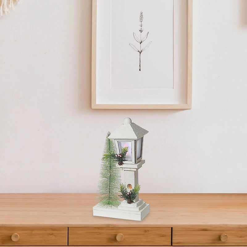 Lampadaire Led En Bois Blanc Avec Arbre 14,61"