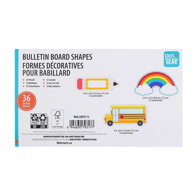 Pen+Gear Die Cut Bulletin Board Shapes, 3 Designs, 36 Count