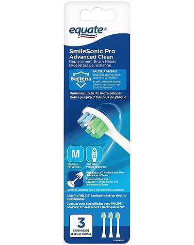 Têtes de brosse de rechange SmileSonic Pro Advanced Clean Equate 3 têtes de brosse