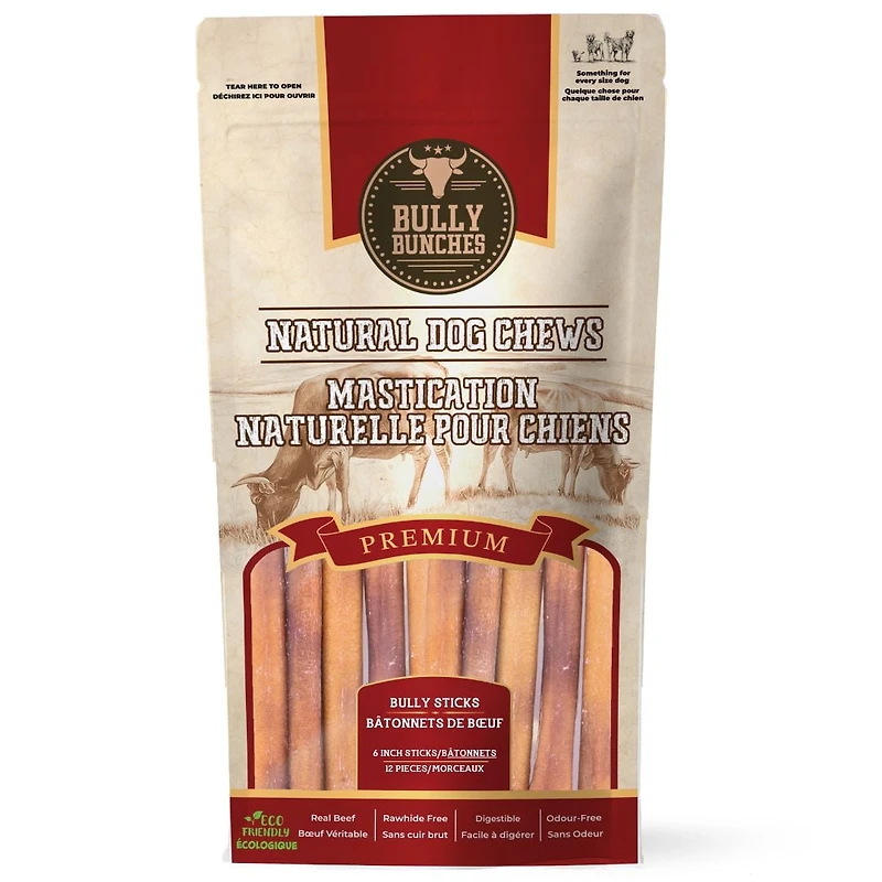 6 Inch Premium Bully Sticks Value Pack, Premium Bully Sticks - 12 Pack