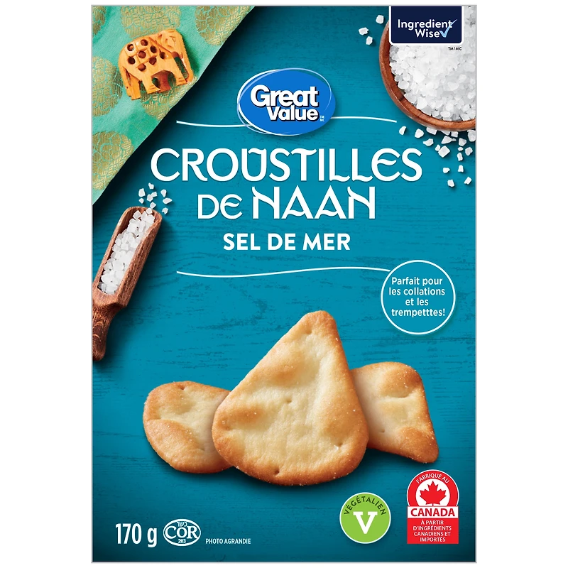 Great Value Sea Salt Naan Crisps, 170 g