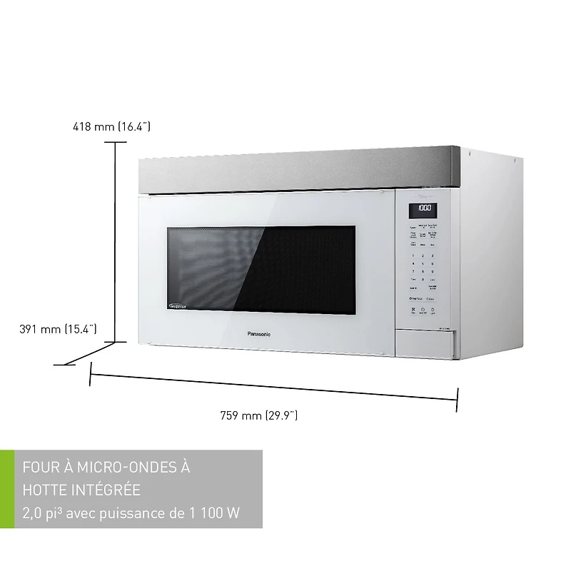 Panasonic NNST27HW Genius Prestige Plus 2.0 cft. Over-The-Range Microwave, White