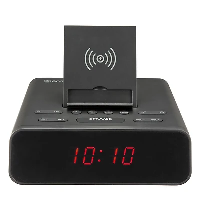 Radio-réveil Bluetooth à chargement sans fil Qi (Noir) ONN ™