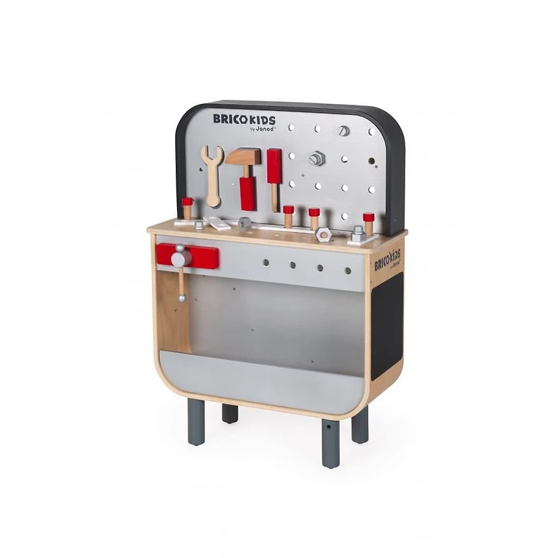 Janod - Brico'Kids - Etabli Reverso - 34 Accessoires en Bois - Jouet de Développement des Compétences Motrices - Apprentissage Précoce - Créatif et Imaginatif - Pour Tout-Petits - À partir de 3 Ans +