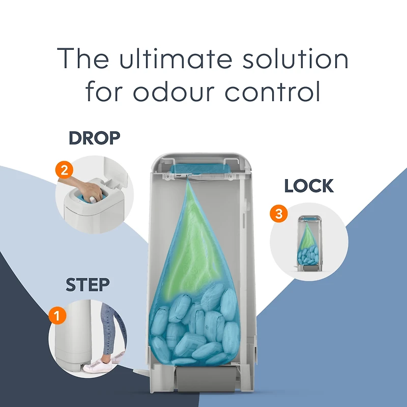 Diaper Genie Signature Diaper Pail, Gray, Foot Pedal, Odour Control
