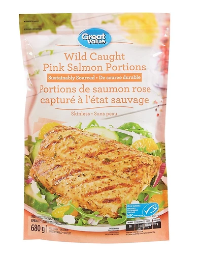 Portions de saumon rose capturé à l’état sauvage Great Value 680g