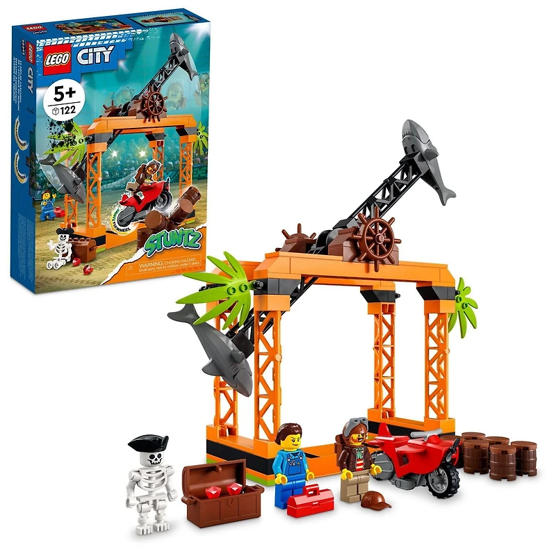 LEGO City Stuntz Le défi de cascades de l’attaque du requin 60342 Ensemble de construction (122 pièces) Comprend 122 pièces, 5+ ans