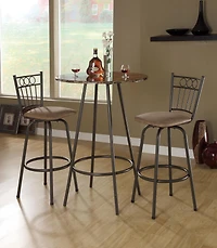 Monarch Specialties Bar Maison, Table De Bar, Hauteur Bar, Pub, 30" Rond, Petit, Cuisine, Métal, Stratifié, D'aspect Marbre Brun, Contemporain, Moderne