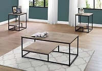 Monarch Specialties Ensemble De Table, Ensemble 3pcs, Café, Bout, Côté, Accent, Salon, Métal, Stratifié, Brun, Noir, Contemporain, Moderne