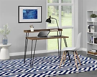 Ameriwood Home Haven Retro Computer Desk with Riser, Olive Green with Gold Legs