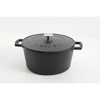 Babish Four hollandais rond en fonte émaillée avec couvercle, 6 litres, noir mat