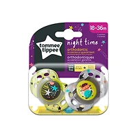 Tommee Tippee Closer to Nature Night Pacifier (Designs Will Vary), 18-36 months, 2 Count