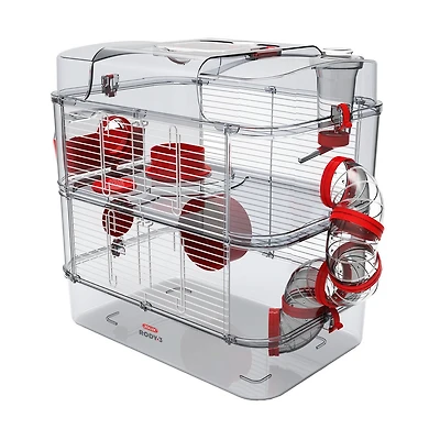 Rody3 Duo Cage pour Hamster - à 2 Étages - Grenadine - 41 x 27 x 40.5 cm