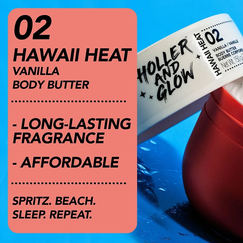 Holler & Glow Hawaii Heat – Beurre Corporel à la Vanille vanille, pivoine, d’ambre