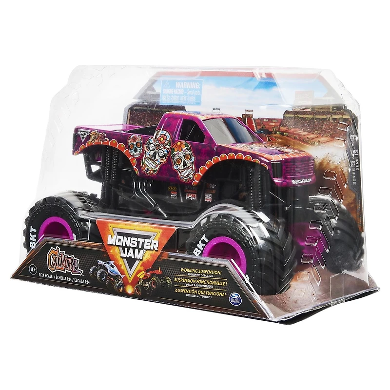 Monster Jam, Monster truck Calavera officiel, véhicule en métal moulé à collectionner, échelle 1:24, jouets pour garçons à partir de 3 ans