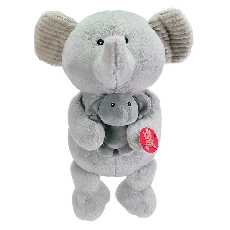 Kid Connection Maman animal doux avec bébé éléphant 14''H