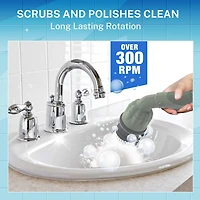 Bell + Howell Scrubtastic Express Olive Green Rechargeable Handheld Power Scrubber – Cordless Bathroom Cleaner