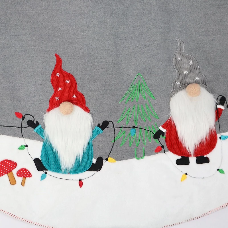 Holiday Time MDN 48 inches Gnomes tree skirt - Grey