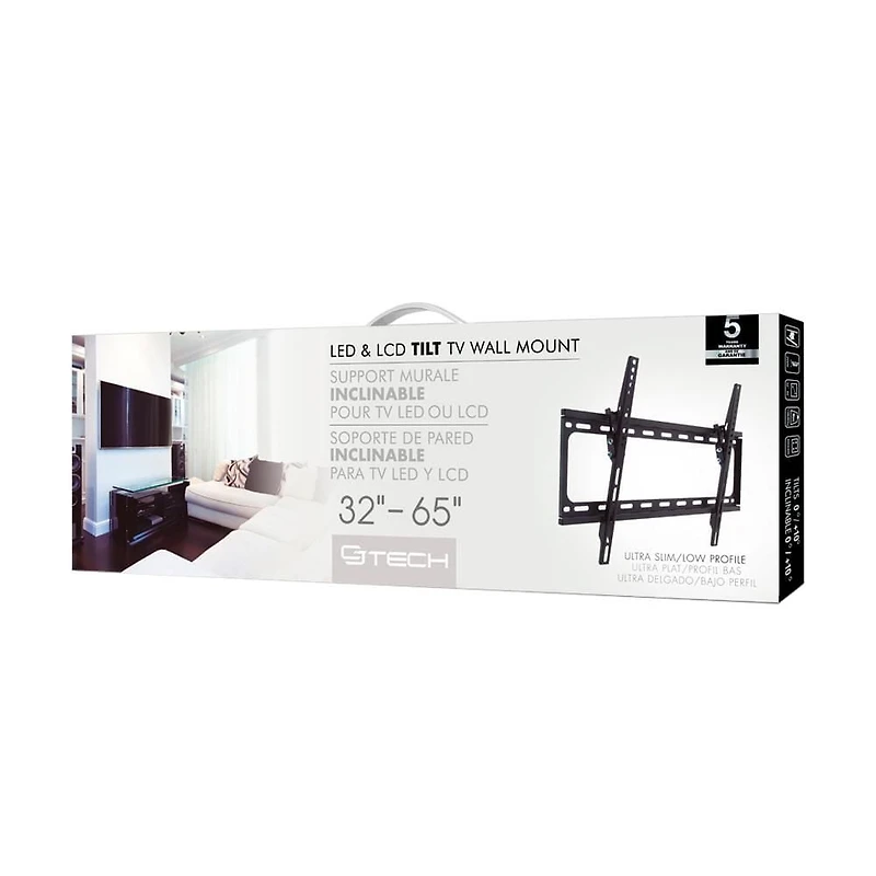 CJ Tech Tilting Low Profile TV Wall Mount Fits, 32"- 65"
