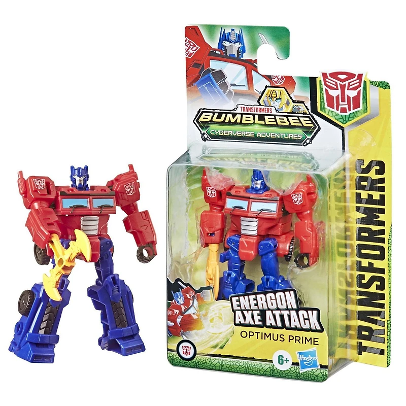 Transformers Bumblebee Cyberverse Adventures, figurine Action Attackers Optimus Prime de 9,5 cm, classe Éclaireur, avec attaque Energon Axe