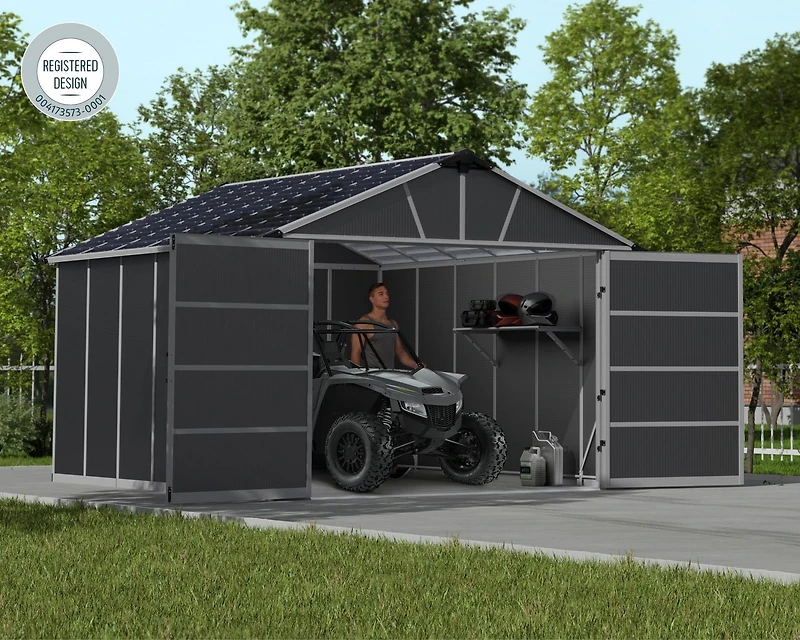CANOPIA by PALRAM Yukon 11 ft. x 13 ft. Dark Grey Storage Shed / Garage