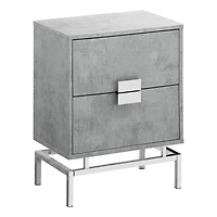 Monarch Specialties  Table D'appoint, Coté, Bout, Table De Nuit, Lampe, Tiroir De Rangement, Salon, Chambre À Coucher, Stratifié Gris, Métal Chromé, Contemporain, Moderne