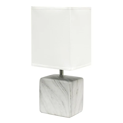 Simple Designs Petite lampe de table en céramique marbrée avec abat-jour en tissu