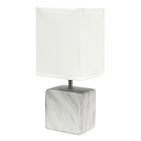 Simple Designs Petite lampe de table en céramique marbrée avec abat-jour en tissu