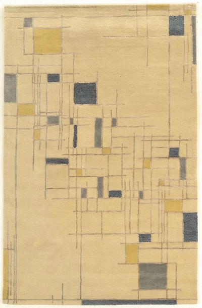 Aspire Wool Lazer Ivory & Blue 5' x 8' Area Rug